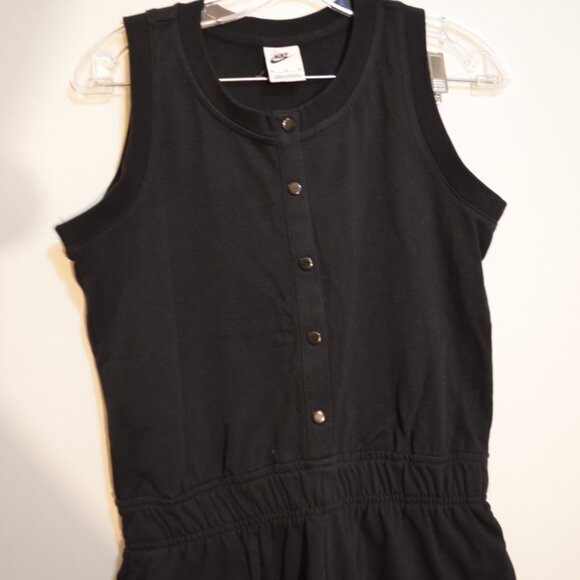 NIKE (WT) Black Romper Shorts 1/2 Front Snaps Cotton Sleeveless Girls Junior XL - Picture 6 of 12